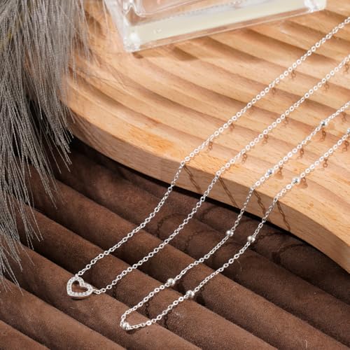 Layered Necklaces for Women | 14K Gold Plated Stackable Choker Necklace Set - Dainty Jewelry Gift - style: 2PCS-Silver heart layered necklaces