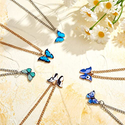 Ornaland 6pcs Butterfly Pendant Necklace for Women Adjustable Alloy Enamel Chain Charms Jewelry Fashion Dangle Necklace Gifts for Lovers Christmas Birthday - color: A1