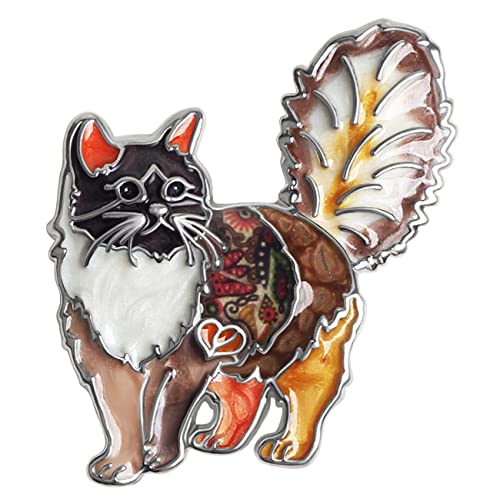 NEWEI Cat Brooch Pins for Women Girls Jacket Bag Charms Cat Pins Jewelry Gifts - color: Coffee