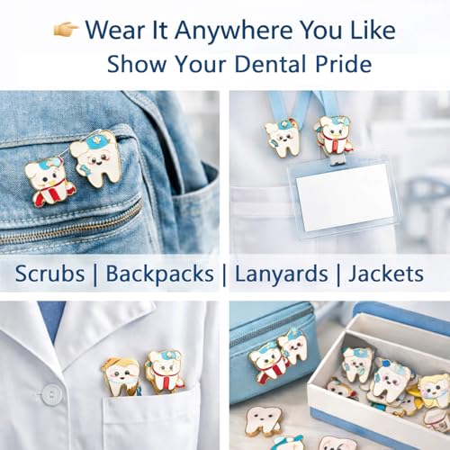 40 Pcs Dental Enamel Pins for Backpacks Funny Dentist Tooth Lapel Pins Dental Assistant Gifts Lovely Cute Brooch for Women Men Clothes Bags Accessories Gifts - style: Dentist Theme