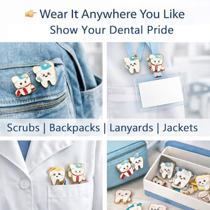 40 Pcs Dental Enamel Pins for Backpacks Funny Dentist Tooth Lapel Pins Dental Assistant Gifts Lovely Cute Brooch for Women Men Clothes Bags Accessories Gifts - style: Dentist Theme