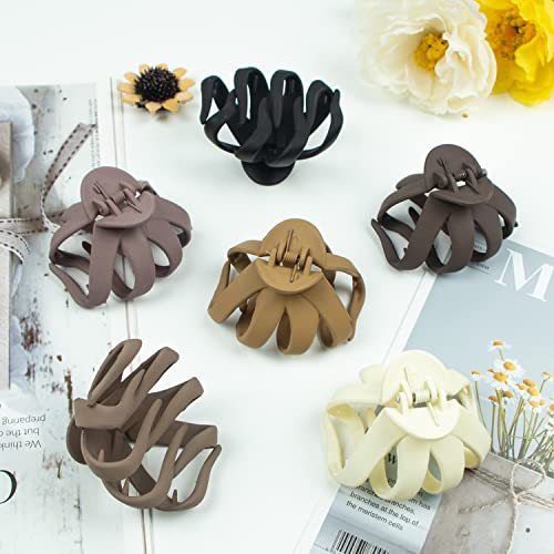 2.8 Inch Medium Octopus Hair Clips for Women, Matte Claw Clips for Thin Hair, Strong Hold Non-slip Spider Octopus Clip for Fine Hair Jaw Clips - color: Neutral-B