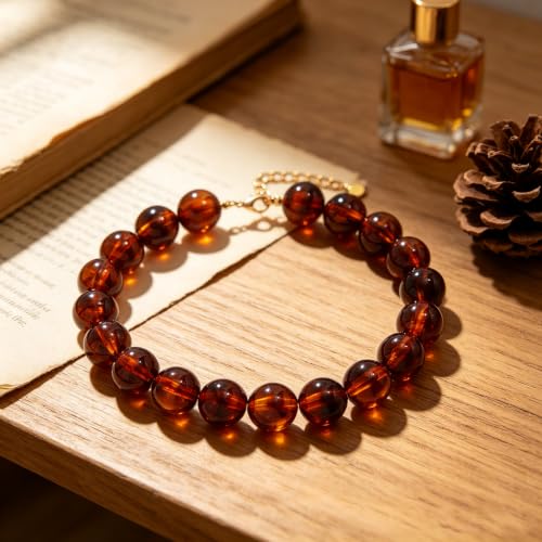 Chunky Necklaces for Women Trendy 20MM Large Resin Beaded Necklace Bold Statement Chunky Choker Necklace Boho Beads Summer Beach Jewelry - color: Oversized Bead Necklace-Amber