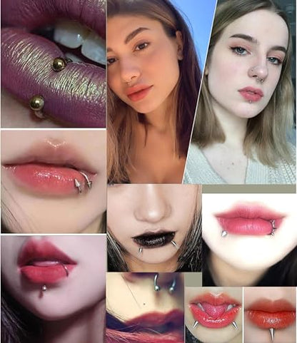 40Pcs 16G Lip Rings Stainless Steel Horseshoe Labret Monroe Lip Barbell Eyebrow Nose Ring Medusa Piercing Jewelry for Women Men - color: black