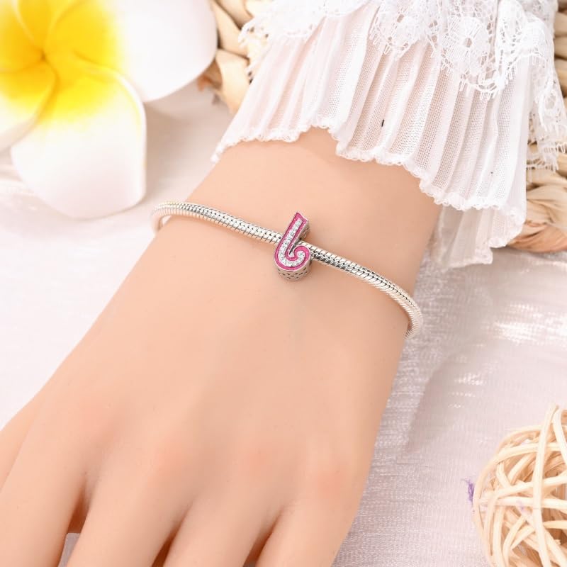 925 Sterling Silver Letter Charms Fits Pandora Bracelets Alphabet AZ Bead Charm for Bracelets Necklace with 5A Cubic Zirconia for Women Birthday Ceremony DIY Jewelry Gift - style: J