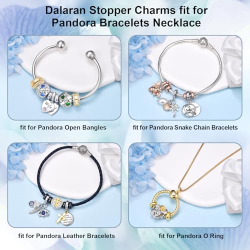 DALARAN Stopper Beads for Bracelets 925 Sterling Silver Clip Spacer Charm Bracelet Stoppers - style: Gold Clip StopCharms-Empty