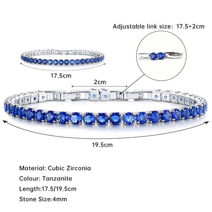 HEEYA Birthstone Silver/Gold Plated Tennis Bracelets, Adjustable 4mm CZ Tennis Bracelets for Women, Fashion Jewelry Wedding Gift Size 6.8 inch+1 inch Extender - color: 09 September Sapphire