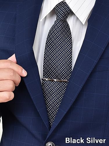 [TAVARAT] Tie Clip Tie Clips for Men twist type Black Silver Tie Bar Tie Pin Tps-077 - style: 2set