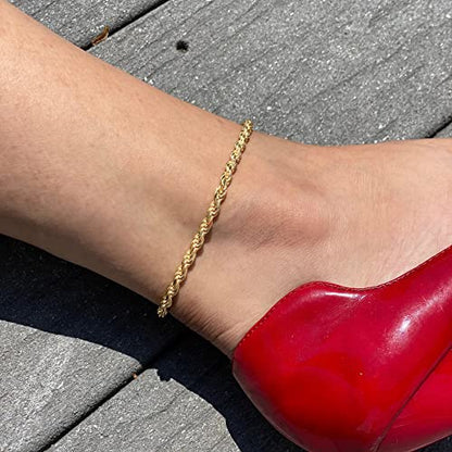 DEARMAY Gold Anklets for Women Waterproof | Non Tarnish14K Gold Plated Ankle Bracelets Set Stack, Summer Beach Jewelry Gifts for Vacation - color: Gold Anklet-S