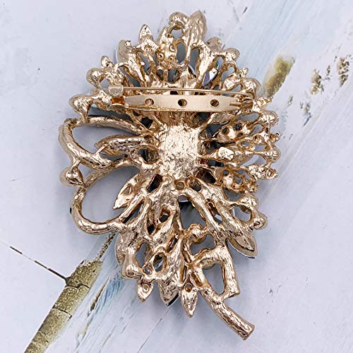 SELOVO Big Large Flower Bow Brooch Scarf Decoration Brooch Pin Gold Tone - color: green