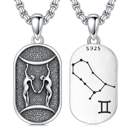 SIMONLY Zodiac Necklace 925 Sterling Silver Constellation Necklace Zodiac Sign Necklaces Horoscope Jewelry Christmas Birthday Astrology Gifts for Women Men Unisex - style: Gemini