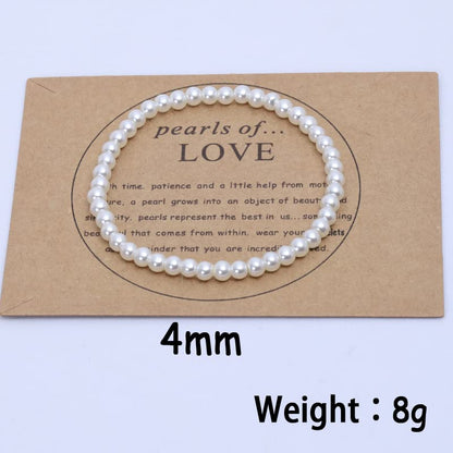 COLORFUL BLING Imitation Pearl Strands Choker Necklace Bracelet With Meaningful Card for Wedding Anniversary Birthday Party Gifts Bridal Jewelry Set - color: 4mm set