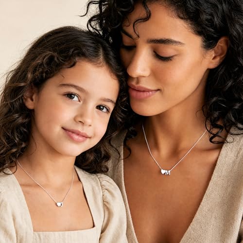 Turandoss S925 Sterling Silver Initial Necklaces for 5-16 Years Old Girls | Dainty Teen Girl Gifts Trendy Stuff Heart Initial A-Z Necklaces Personalized Birthday Jewelry Gifts for Girls - color: F