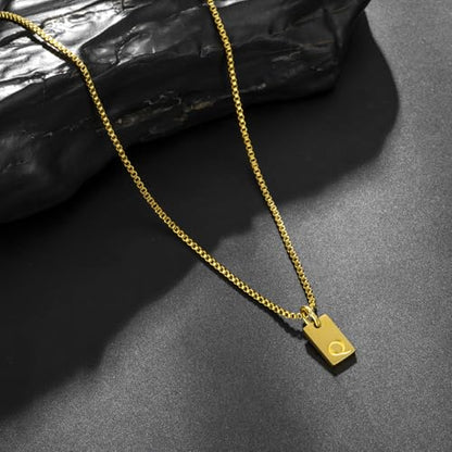 Gold Plated Square Initial Necklace Waterproof A-Z Letter Pendant on Thin Chain - Dainty, Stackable Jewelry for Women - color: Golden-N, size: F