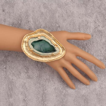 Gold Cuff Bracelet for Women Chunky Bracelet Statement Bracelet | Chunky Bangle Bracelets for Women Silver Beaded Open Bangle Stackable Stretch Bead Bracelet Boho Jewelry Gift for Wife Couple - style: Chunky Gold Cuff Bracelets