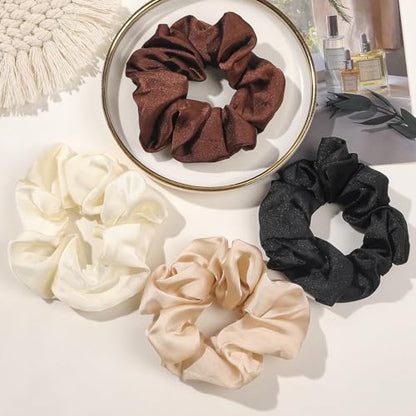 Hair Scrunchies for Women - Hair Ties No Damage Both for Thick Hair or Thin Hair Curl Hair No Crease Scrunchies Ponytail Holder No Hurt Your Hair - color: Light Brown