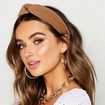 7 Pack Headband for Women Girls Cute Headbands for Women Cute Pearl Beads Solid Knotted Diademas para Mujer de Moda Cute Hair Accessories - color: Neutral
