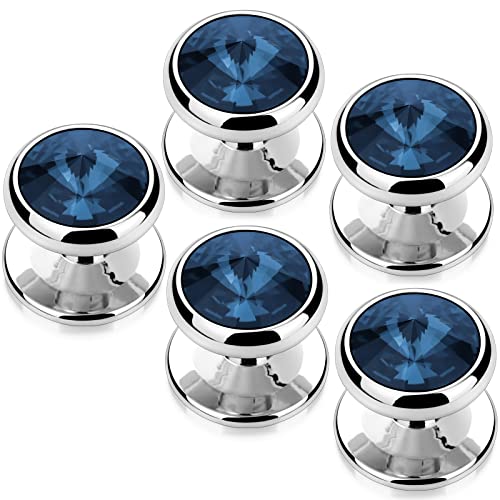 HAWSON Crystal Shirt Studs for Men's Tuxedo Shirt, Tuxedo Buttons for Birthday Wedding Party Christmas. - color: Dark Blue
