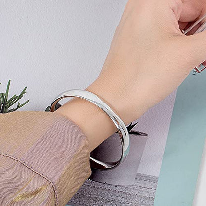 Dankadi Minimalism Women Men 925 Sterling Silver Bracelet Width 7-8MM Diameter 60-65 mm Solid Smooth On Bangle Cuff Fashion Fine Jewelry Gifts - color: Width 8MM 1 Piece, size: 60-65 mm