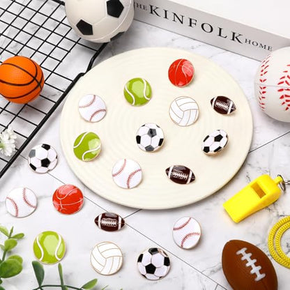 SANNIX 60Pcs Sports Ball Lapel Pins, Bulk Baseball Basketball Soccer Football Volleyball Tennis Enamel Pins Sports Brooches for Backpacks Clothes Bags Hats Accessories - style: Ball Pins
