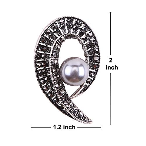 Brooch Pins for Women Girls Fashion Flower Crystal Rhinestone Pearl Jewelry - color: Color 3