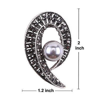 Brooch Pins for Women Girls Fashion Flower Crystal Rhinestone Pearl Jewelry - color: Color 3