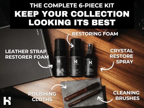 Holme & Hadfield Luxury Watch Cleaning Kit - Brushes, Cloths & Leather Care