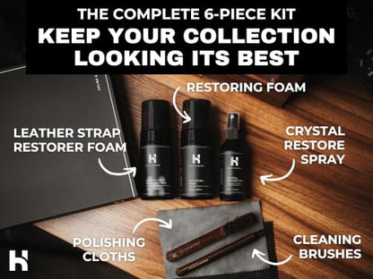 Holme & Hadfield Luxury Watch Cleaning Kit - Brushes, Cloths & Leather Care
