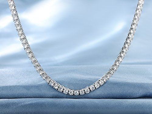 18K White Gold Plated Tennis Necklace/Bracelet/Earrings/Band Ring Sets Hypoallergenic Jewelry Pack of 4 - color: White