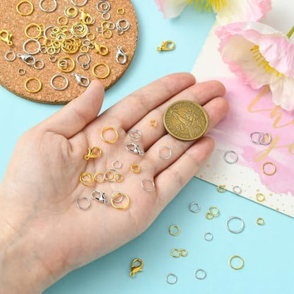 1188PCS Jump Rings for Jewelry Making Kit, Jump Rings and Necklace Clasps with Pliers Tools for Jewelry Making Supplies and Necklace Repair (Set B) - color: Set B