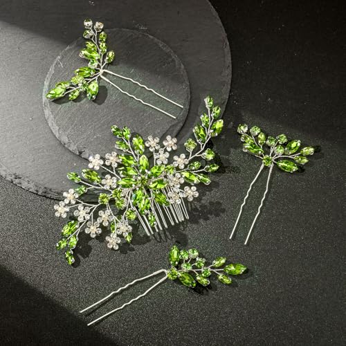 Wedding hair accessories, Bridal for piece, brides headpiece, Bride comb（Green） - color: Green