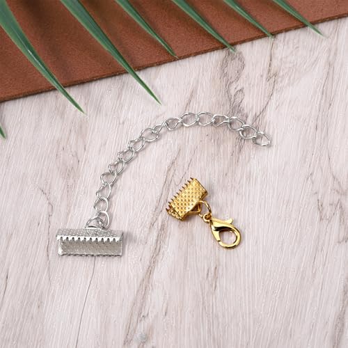 373 Pcs Ribbon Bracelet Kit for Jewelry Making, Ribbon End Crimps, Ribbons Ends Crimps Open Jump Rings Lobster Clasps and Chain Extenders, Bookmark Pinch, Choker Necklace