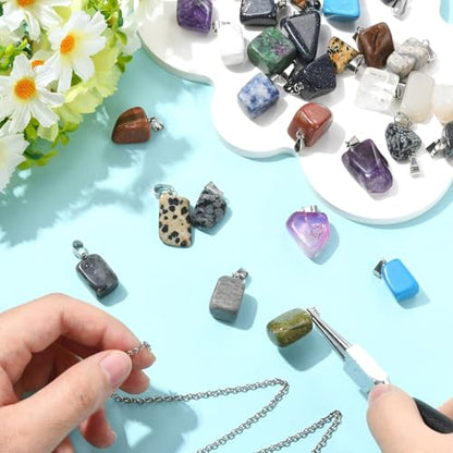 DanLingJewelry 50pcs Natural Random Reiki Nugget Gemstone Charms Irregular Healing Crystal Chakra Stone Pendants for Jewelry Making - color: Mini Stones-50pcs-Random Stones&Colors