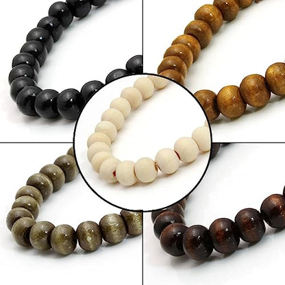 5 Pcs Wooden Beaded Bracelet Bangle for Men and Women Elastic - style: Gold Cross