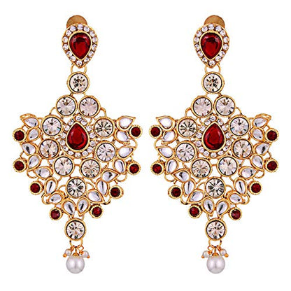 Aheli Bollywood Style Indian Bridal Choker Necklace Matha Patti Nose Ring Haath Phool Wedding Fashion Bharatanatyam jewellery set for Women - color: Maroon