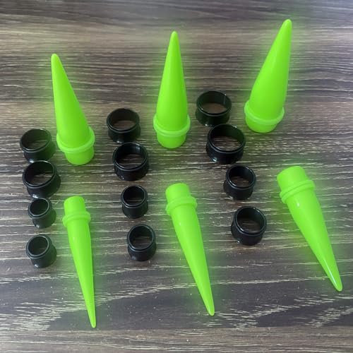 24PC Ear Gauge Stretching Kit Acrylic Tapers and Surgical Steel Tunnels Plugs 00G-20MM Gauge Stretching Kit - color: NG-Black