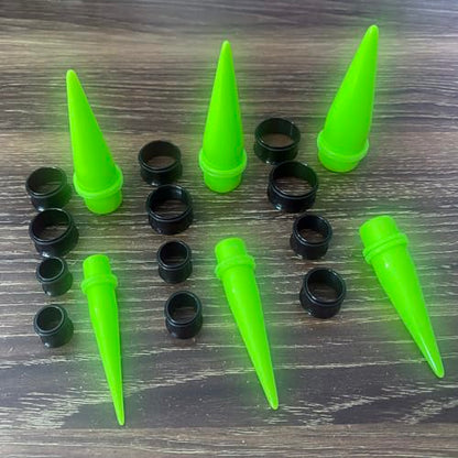 24PC Ear Gauge Stretching Kit Acrylic Tapers and Surgical Steel Tunnels Plugs 00G-20MM Gauge Stretching Kit - color: NG-Black