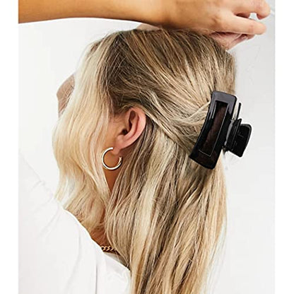 Canitor 4Pcs 3.1 inch Black Hair Clips Claw Clips for Thin and Medium Hair - Acrylic Rectangular French Design Jaw Clips - color: black