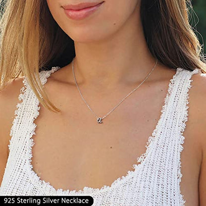 Memorjew 925 Sterling Silver Cursive Initial Necklace, Letter A-Z Necklace | 925 Sterling Silver Necklace, Dainty Letter Cursive Initial Necklaces for Women Trendy Jewelry, Birthday Gifts for Women Her - style: A-Silver