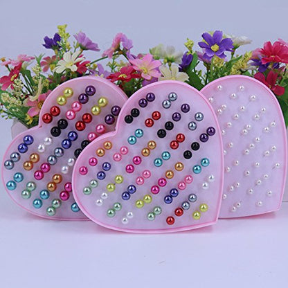 36 Pairs Ear Studs Stainless Steel Colourful Cute Faux Pearls Earrings Gift