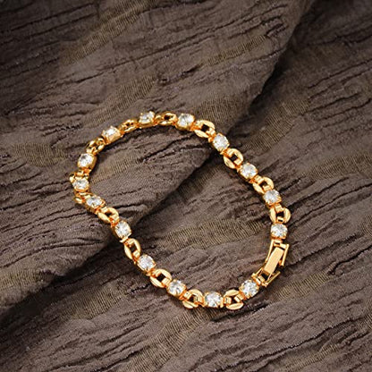 LOYATA Chain Bracelet Gold Link 14K Gold Plated Dainty Pearl Bracelet Simple Jewelry Gift for Women - style: Buckle