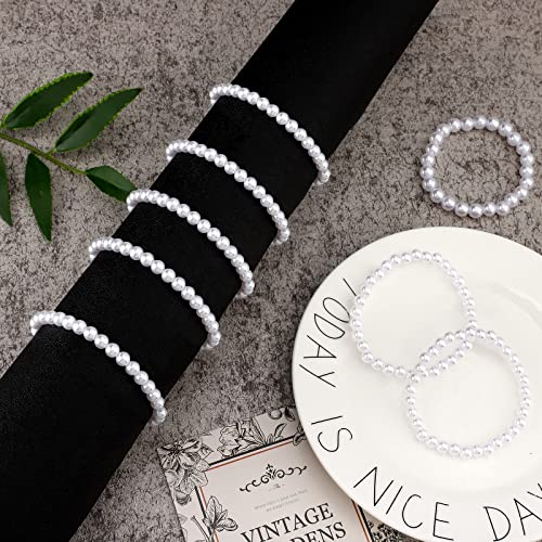 50/100/150 Pcs Pearl Bracelets for Women Wedding Bridal Elastic Faux Pearl Bracelet for Party Favor Jewelry Gifts - color: White