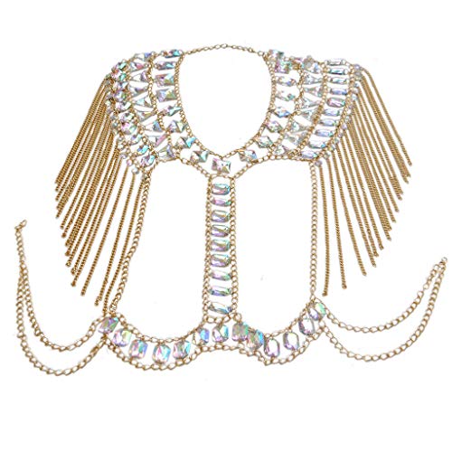 Women Sexy Jewelry Night Shop Costume Shoulder Body Chain - color: Gold -Shoulder body chain