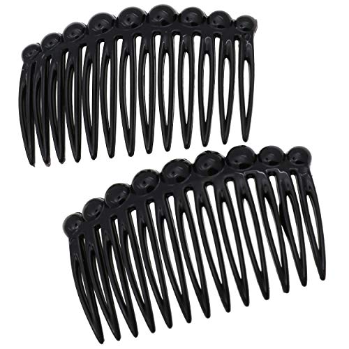 Camila Paris CP2869/2 French Hair Side Comb Small Rounded, Black French Twist Hair Combs Decorative, Strong Hold Hair Clips for Women Bun Chignon Up-Do Styling Girls Hair Accessories, Made in France - color: Black