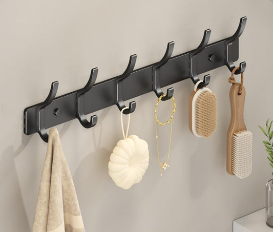 Necklace Holder Wall Hanging Organizer Stainless Steel Wall Mounted Jewelry Shelf with Hooks and Tray, Display Hanger for Kids, Girls and Women,6-Black - color: 6-Black