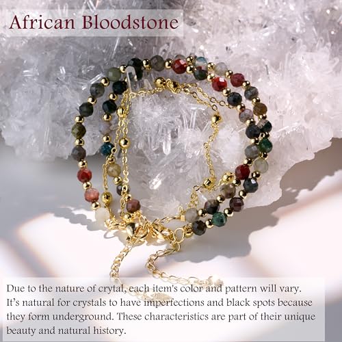 Farfume Crystal Beaded Bracelets for Women 4mm Natural Stone Jewelry Gifts | Natural Beads Gemstone,Handmade,Helper Tool,Yoga Protection,Hypoallergenic,Durability Wear - color: African Bloodstone-Courage & Vitality