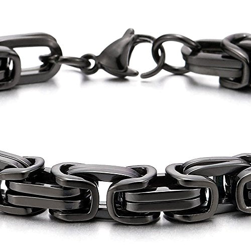 COOLSTEELANDBEYOND Mens Women New Stainless Steel Braided Link Bracelet Polished - color: C-Metal Color: Black