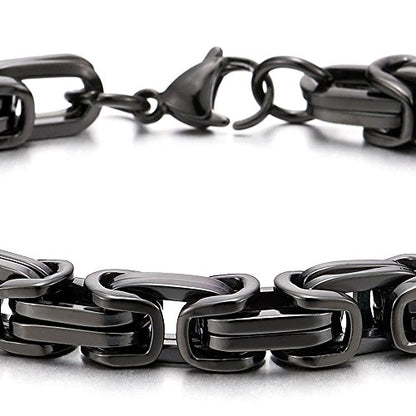COOLSTEELANDBEYOND Mens Women New Stainless Steel Braided Link Bracelet Polished - color: C-Metal Color: Black
