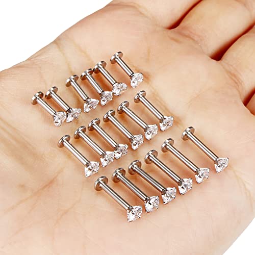 14G Lip Rings Stainless Steel Tragus Helix Conch Piercing Jewelry Snake Bite Piercing Monroe Lip Rings Labret Medusa Cartilage Lobe Earrings Studs Piercing Jewelry 6MM 8MM 10MM Silver 18PCS - color: 14G-4MM