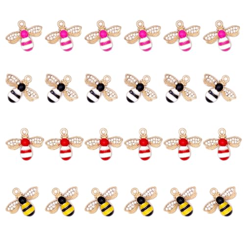 Bulk Gold Enamel Charms for Jewelry Making, Colorful Metal Charms Pendant for Bracelet Necklace and Crafting - color: Bee Mixed Color